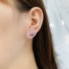 S925 Silver Halo 88mm Heart CZ Stud Earrings