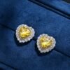 S925 Silver Halo 88mm Heart CZ Stud Earrings