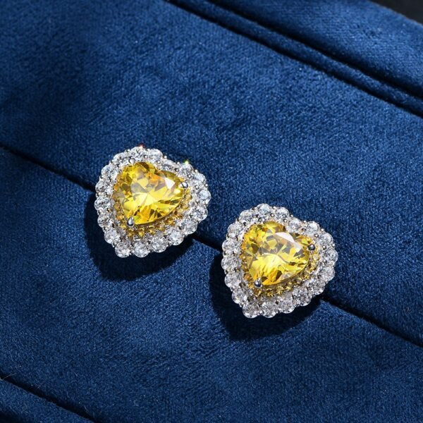 S925 Silver Halo 88mm Heart CZ Stud Earrings