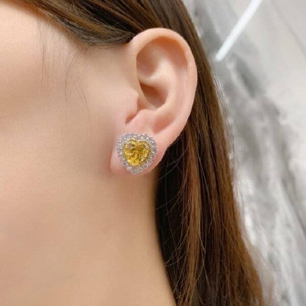 S925 Silver Halo 88mm Heart CZ Stud Earrings