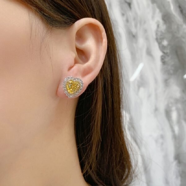 S925 Silver Halo 88mm Heart CZ Stud Earrings