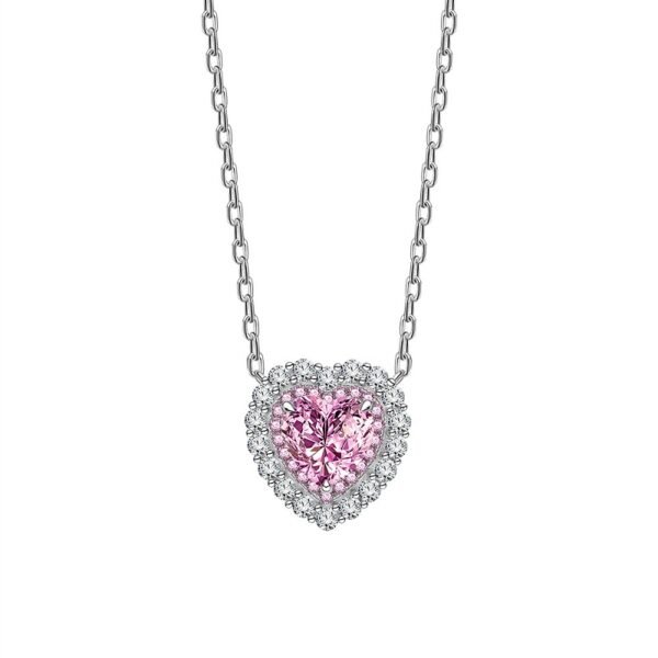 S925 Silver Halo 8x8mm Heart CZ Necklace