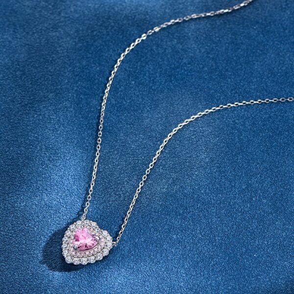S925 Silver Halo 8x8mm Heart CZ Necklace