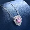 S925 Silver Halo 8x8mm Heart CZ Necklace