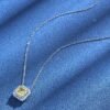 S925 Silver Halo Asscher Cut Yellow Zirconia Necklace