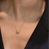 S925 Silver Halo Asscher Cut Yellow Zirconia Necklace