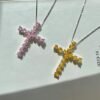 S925 Silver Heart-shaped CZ Cross Necklace
