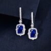 S925 Silver Lab Sapphire Emerald Ruby Dangle Earrings