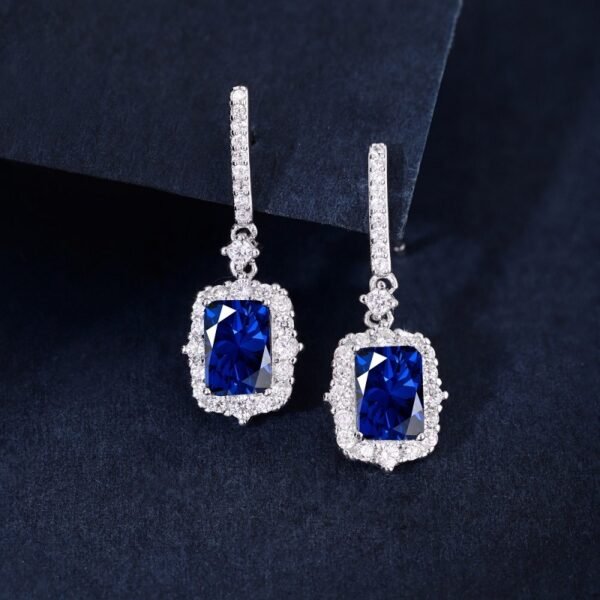 S925 Silver Lab Sapphire Emerald Ruby Dangle Earrings