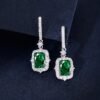 S925 Silver Lab Sapphire Emerald Ruby Dangle Earrings