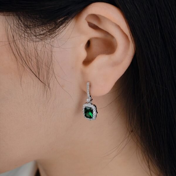 S925 Silver Lab Sapphire Emerald Ruby Dangle Earrings
