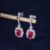 S925 Silver Lab Sapphire Emerald Ruby Dangle Earrings