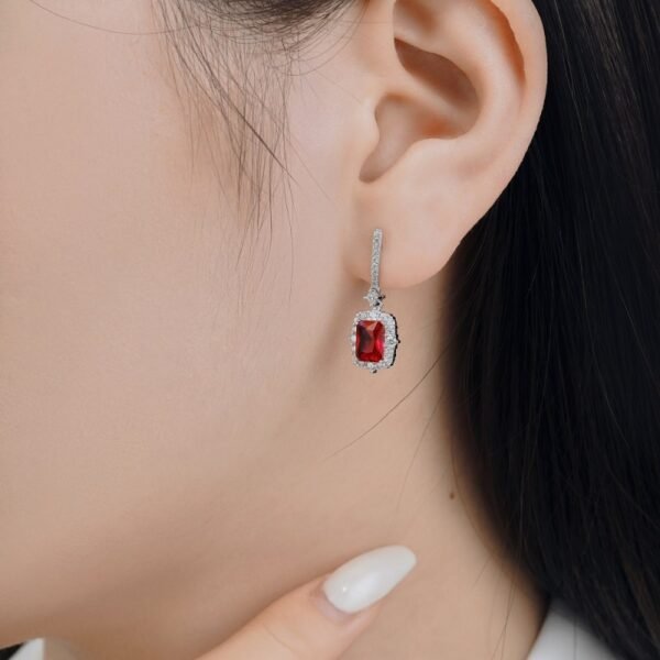 S925 Silver Lab Sapphire Emerald Ruby Dangle Earrings
