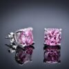 S925 Silver Pink Cubic Zirconia Stud Earrings Gifts Jewelry