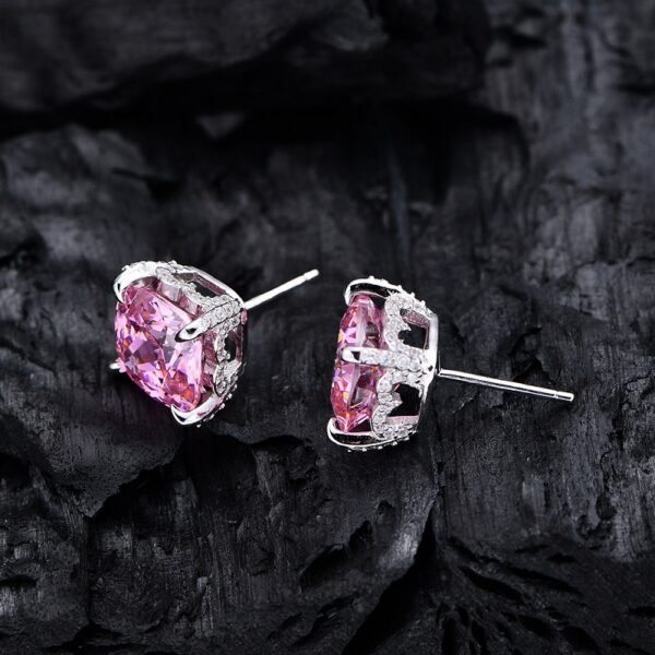 S925 Silver Pink Cubic Zirconia Stud Earrings Gifts Jewelry