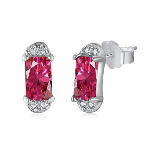 S925 Silver Ruby Emerald Sapphire Fine Jewelry Stud Earrings