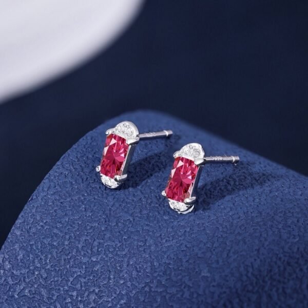 S925 Silver Ruby Emerald Sapphire Fine Jewelry Stud Earrings