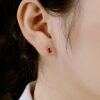 S925 Silver Ruby Emerald Sapphire Fine Jewelry Stud Earrings