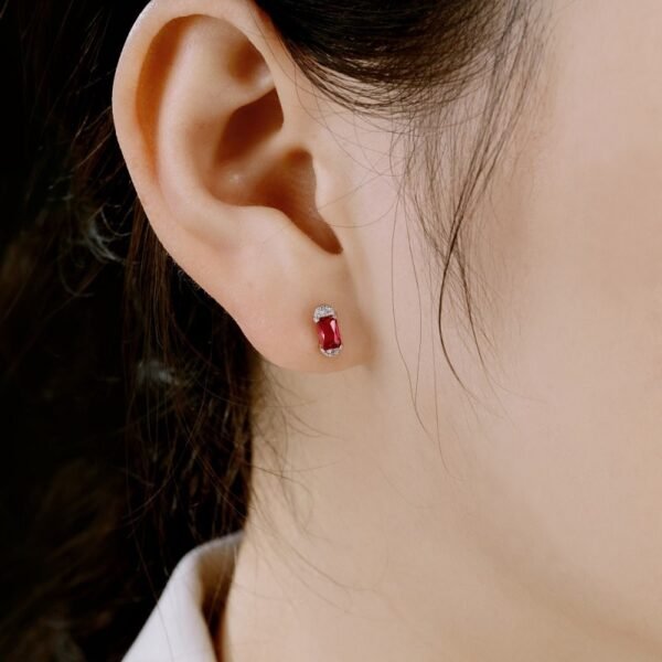 S925 Silver Ruby Emerald Sapphire Fine Jewelry Stud Earrings
