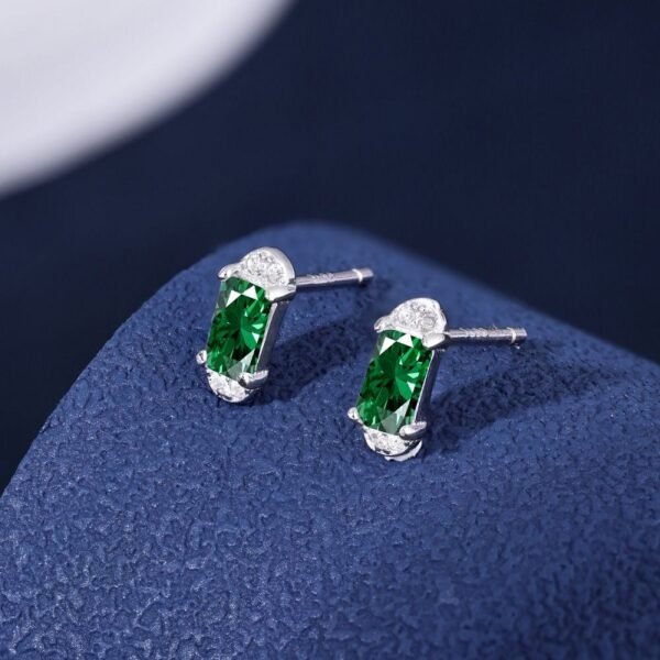 S925 Silver Ruby Emerald Sapphire Fine Jewelry Stud Earrings