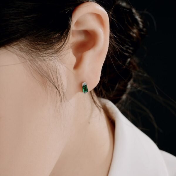 S925 Silver Ruby Emerald Sapphire Fine Jewelry Stud Earrings