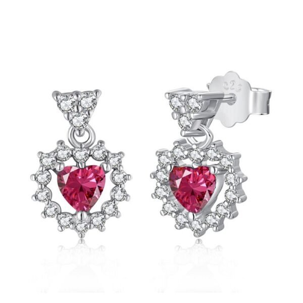 S925 Silver Sparkling Heart Shape Zirconia Drop Earrings