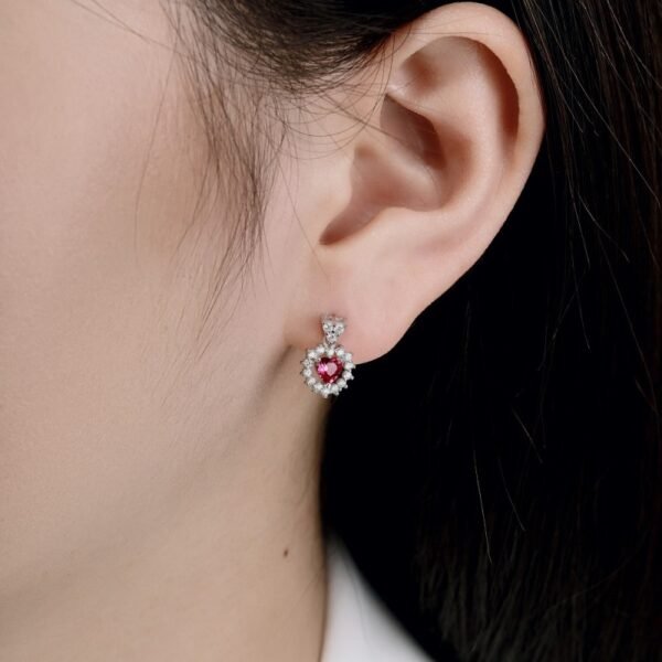 S925 Silver Sparkling Heart Shape Zirconia Drop Earrings
