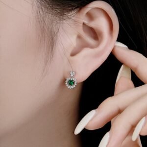 S925 Silver Sparkling Heart Shape Zirconia Drop Earrings