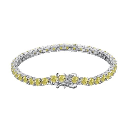 S925 Silver Yellow Round Zirconia Tennis Bracelet