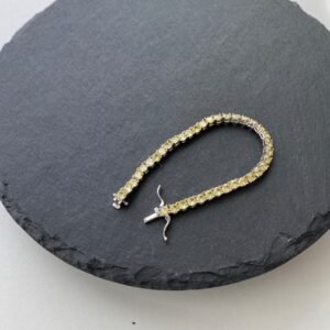 S925 Silver Yellow Round Zirconia Tennis Bracelet