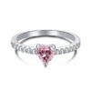 S925 Simple Mini Pink Heart Zirconia Pave Ring