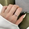 S925 Simple Mini Pink Heart Zirconia Pave Ring