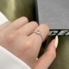 S925 Simple Mini Pink Heart Zirconia Pave Ring