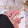 S925 Sterling Silver Round Full Diamond Mini Stud Earrings