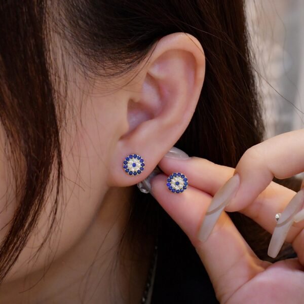 S925 Sterling Silver Round Full Diamond Mini Stud Earrings