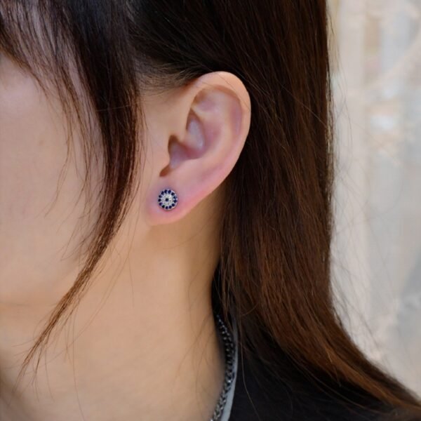S925 Sterling Silver Round Full Diamond Mini Stud Earrings