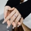 S925 Sweet Fashion Pink Heart Cubic Zirconia Ring