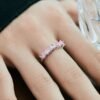S925 Sweet Fashion Pink Heart Cubic Zirconia Ring