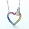 S925 Sweet Heart Rainbow Cubic Zirconia Necklace