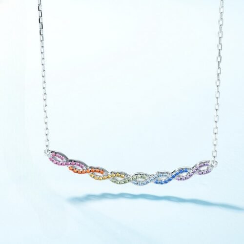 S925 Sweet Twist Rainbow Cubic Zirconia Necklace