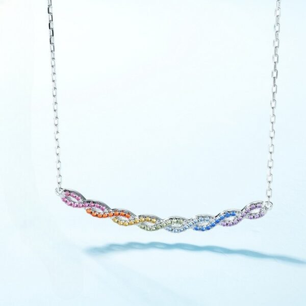 S925 Sweet Twist Rainbow Cubic Zirconia Necklace