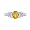 S925 Unique Oval Yellow Cubic Zirconia Pave Ring