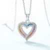 S925 Unique design Heart Rainbow CZ Necklace