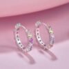 Shiny Round Rainbow Cubic Zirconia Hoop Earrings