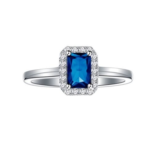 Simple Halo Radiant Cut Cubic Zirconia S925 Ring