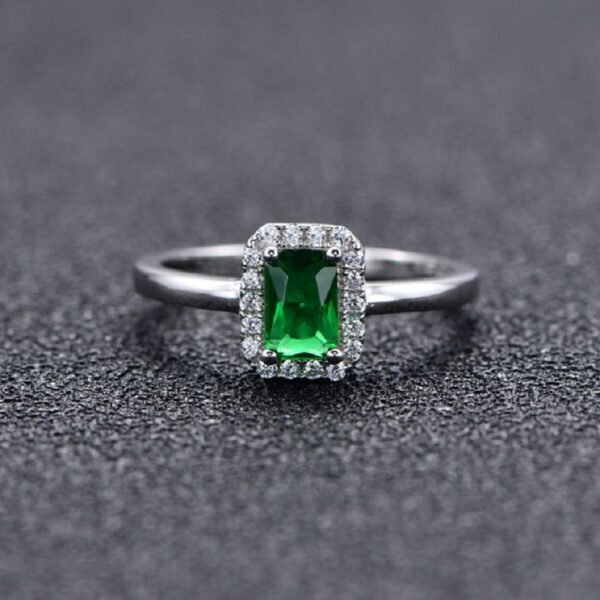 Simple Halo Radiant Cut Cubic Zirconia S925 Ring