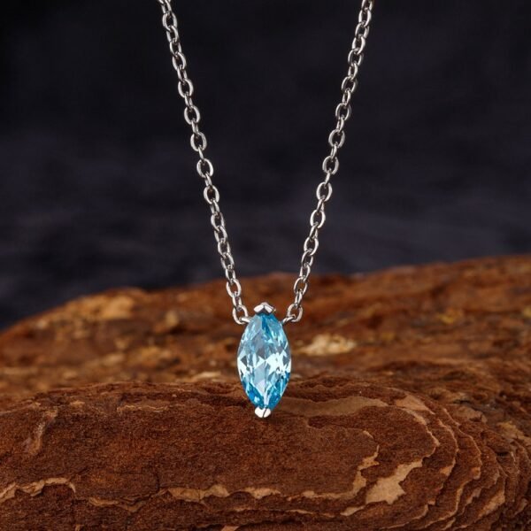 Simple Marquise Blue Zirconia S925 Necklace