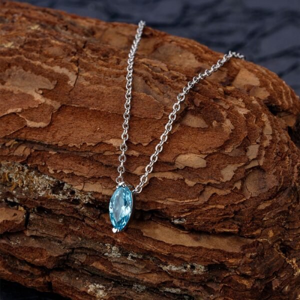 Simple Marquise Blue Zirconia S925 Necklace