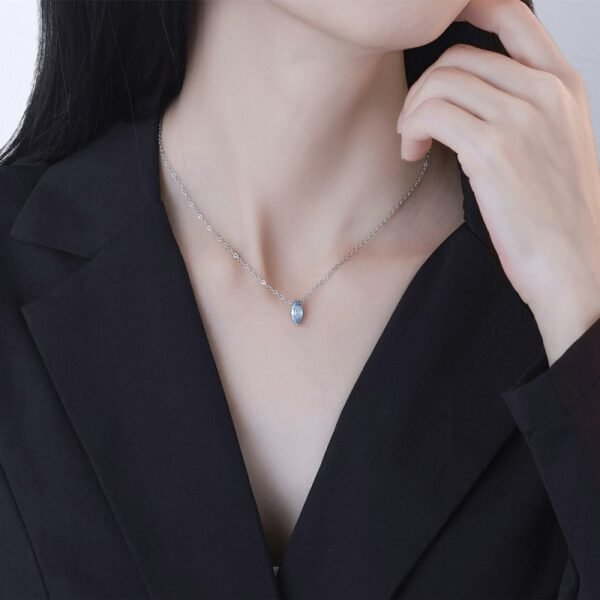 Simple Marquise Blue Zirconia S925 Necklace