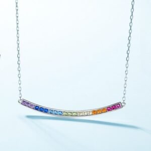 Simple Single Row Rainbow Cubic Zirconia S925 Necklace